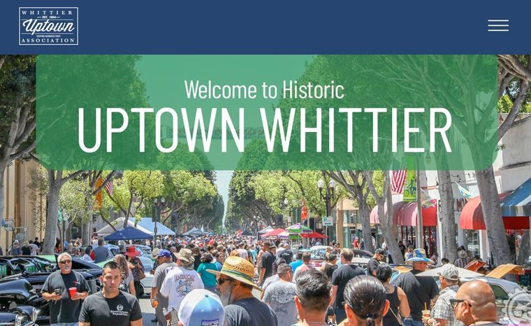 The Whittier Uptown Association homepage after the rebuild.