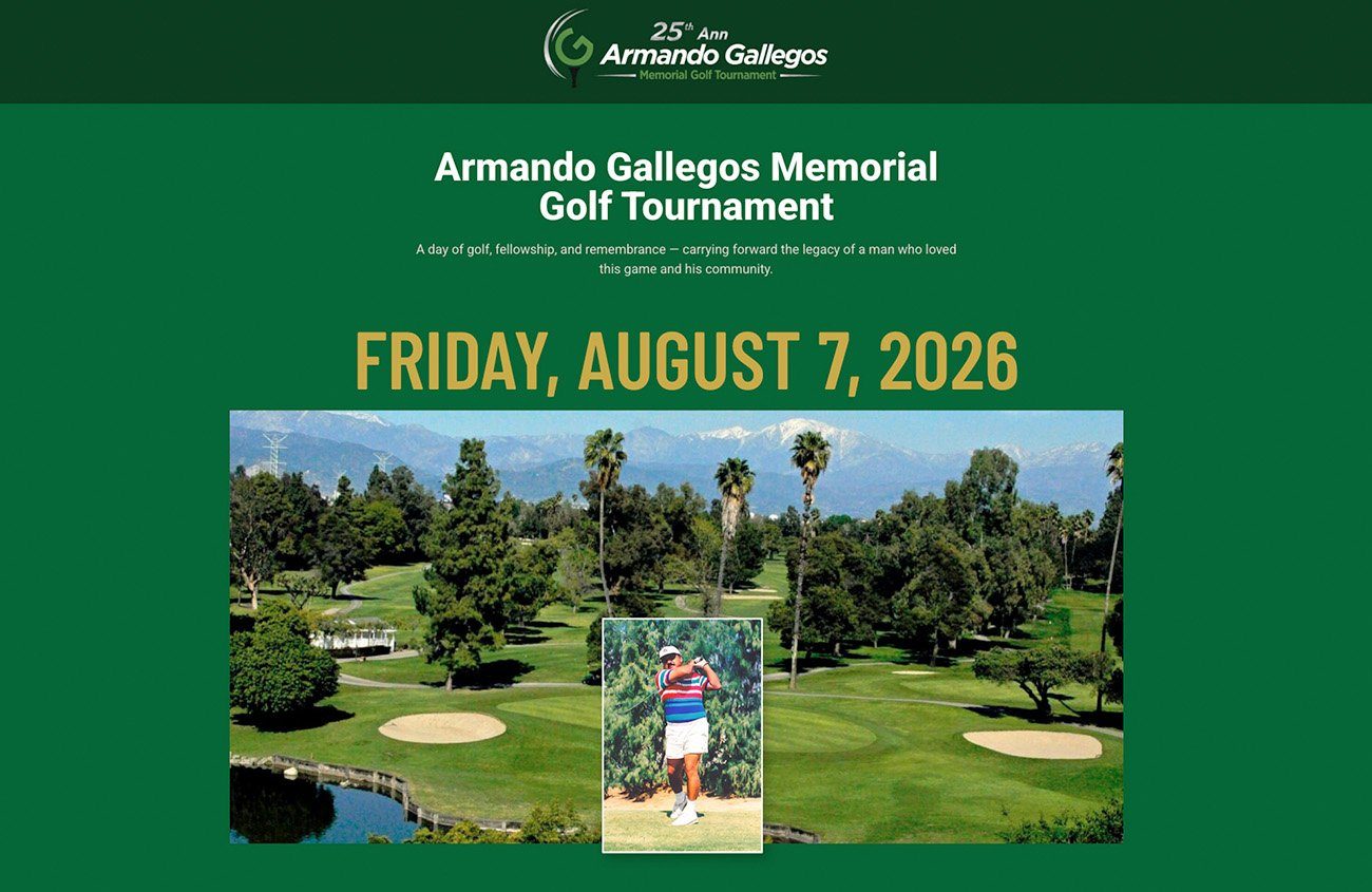 The Gallegos Foundation site for the 25th Annual Armando Gallegos Memorial Golf Tournament.
